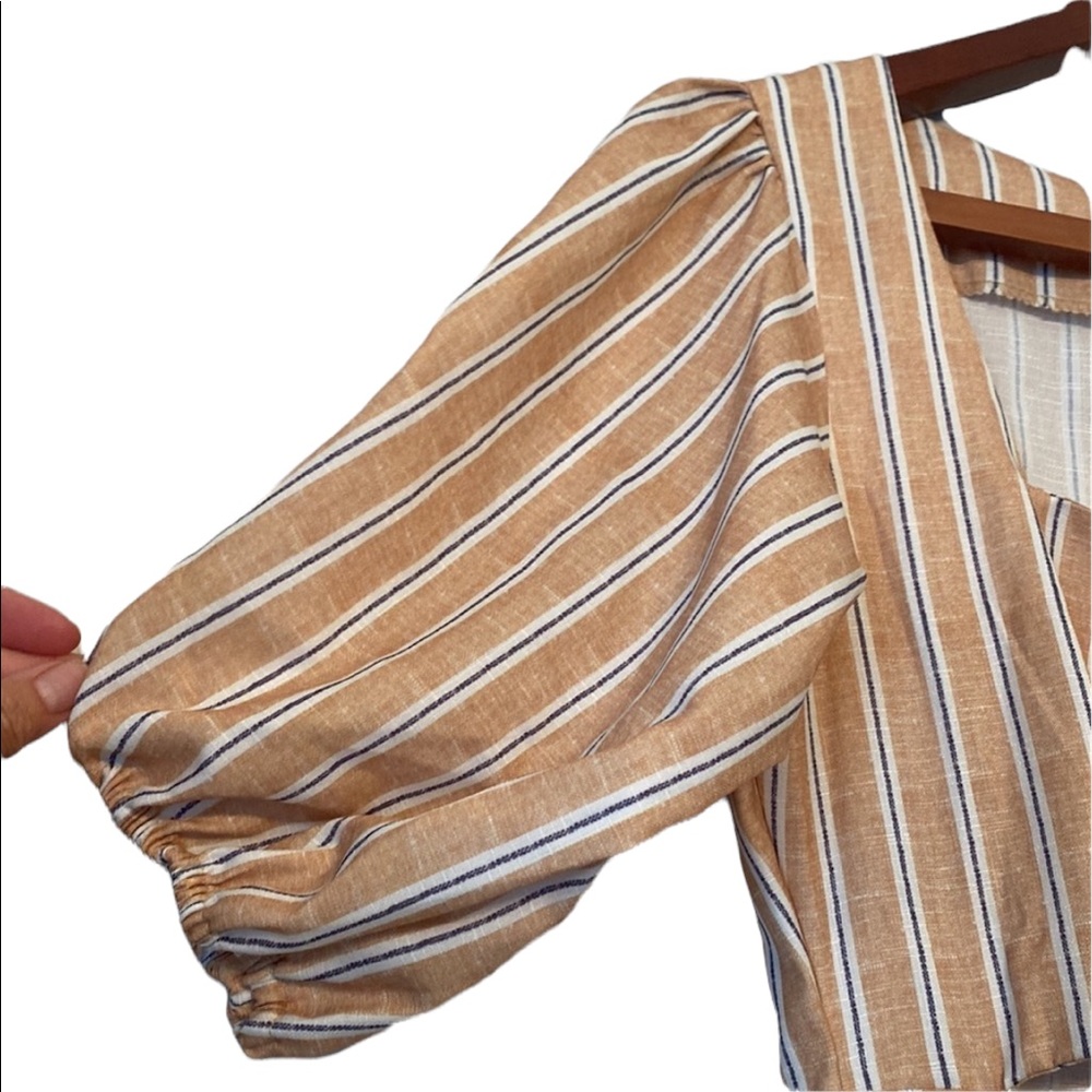 Pink Ripple Camel Striped Zip Back Dress - Picture 5 of 13